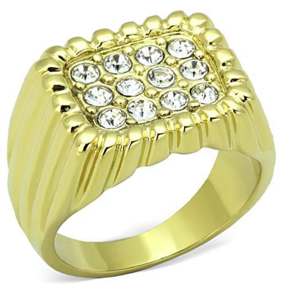 WildKlass Stainless Steel Ring IP Gold Men Top Grade Crystal Clear