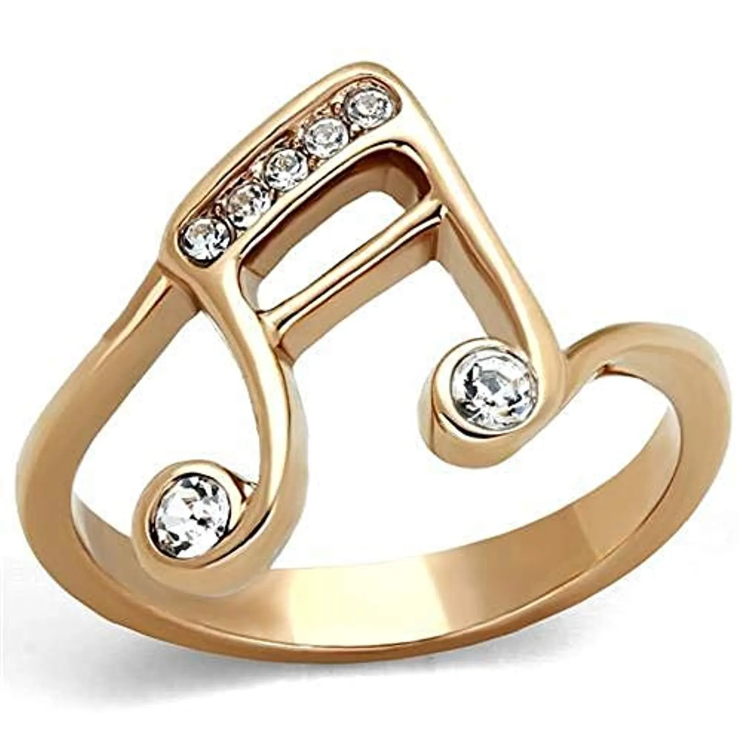 WildKlass Stainless Steel Ring IP Rose Gold Women Top Grade Crystal Clear