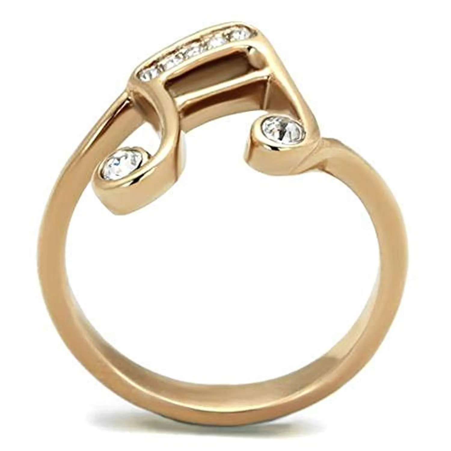 WildKlass Stainless Steel Ring IP Rose Gold Women Top Grade Crystal Clear