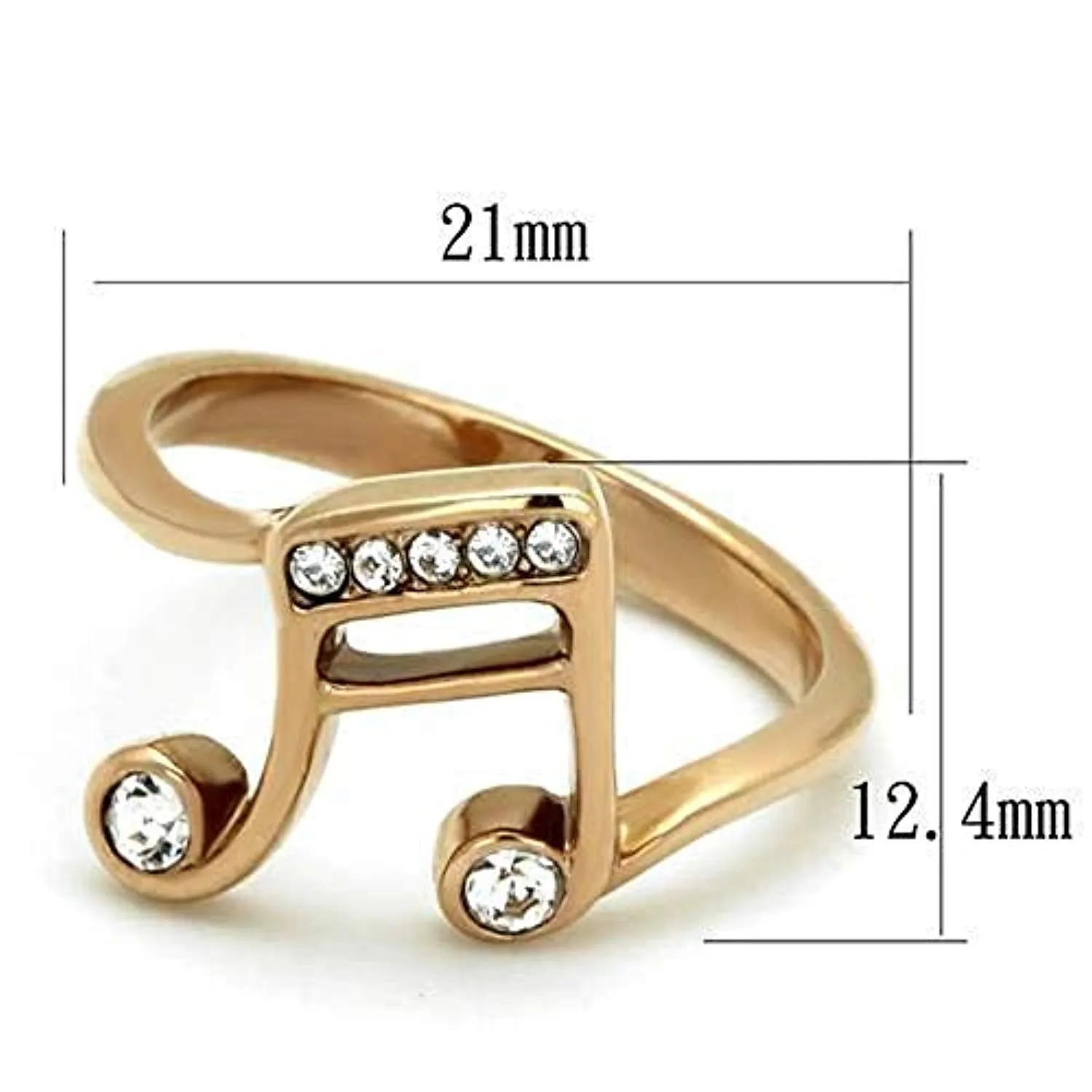 WildKlass Stainless Steel Ring IP Rose Gold Women Top Grade Crystal Clear