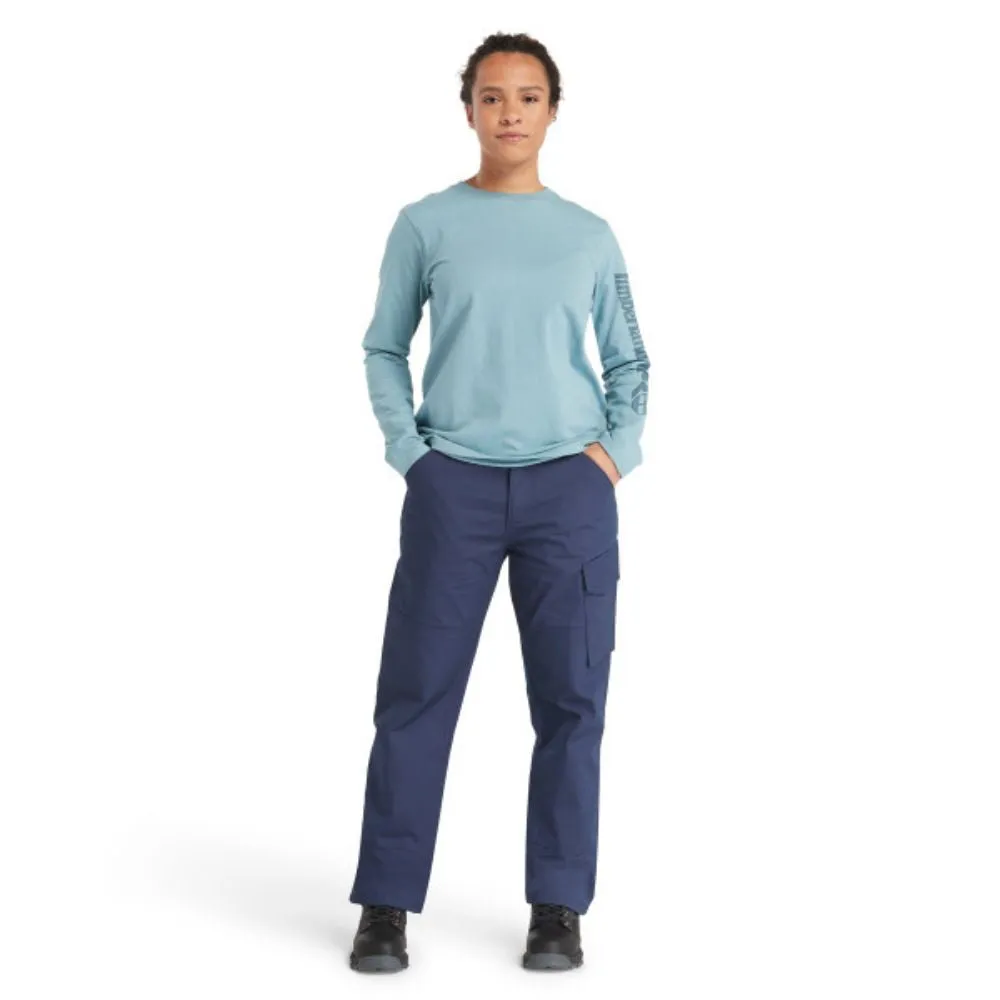 Women's Timberland PRO Cotton Core Long-Sleeve T-Shirt TB0A6D8JDR5 - Blue